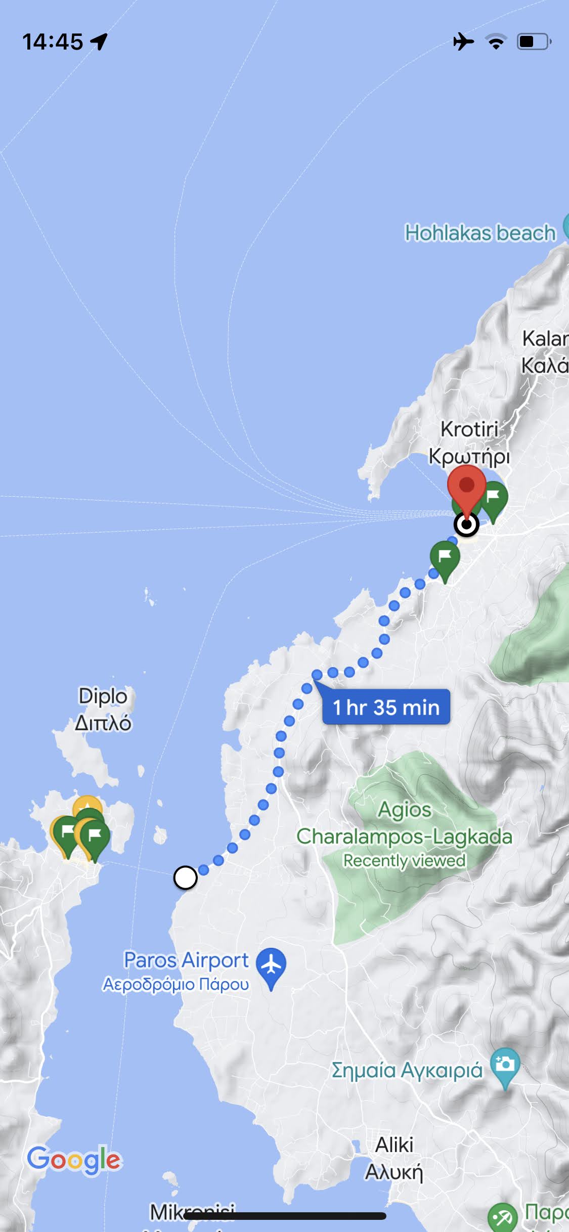 a screenshot of the route from pounta to the main port